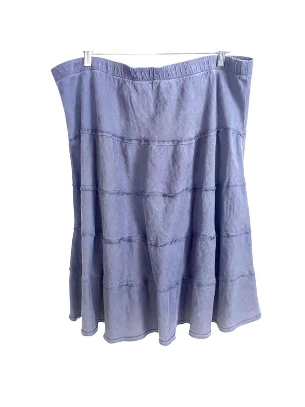 Soft Surroundings Tiered Gray 100% Linen A-line Skirt 2X Lagenlook Coastal - Picture 2 of 7